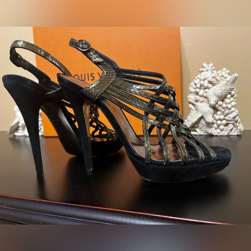 Barbara Bui Pewter Colored Python Embossed Platfo… - image 1